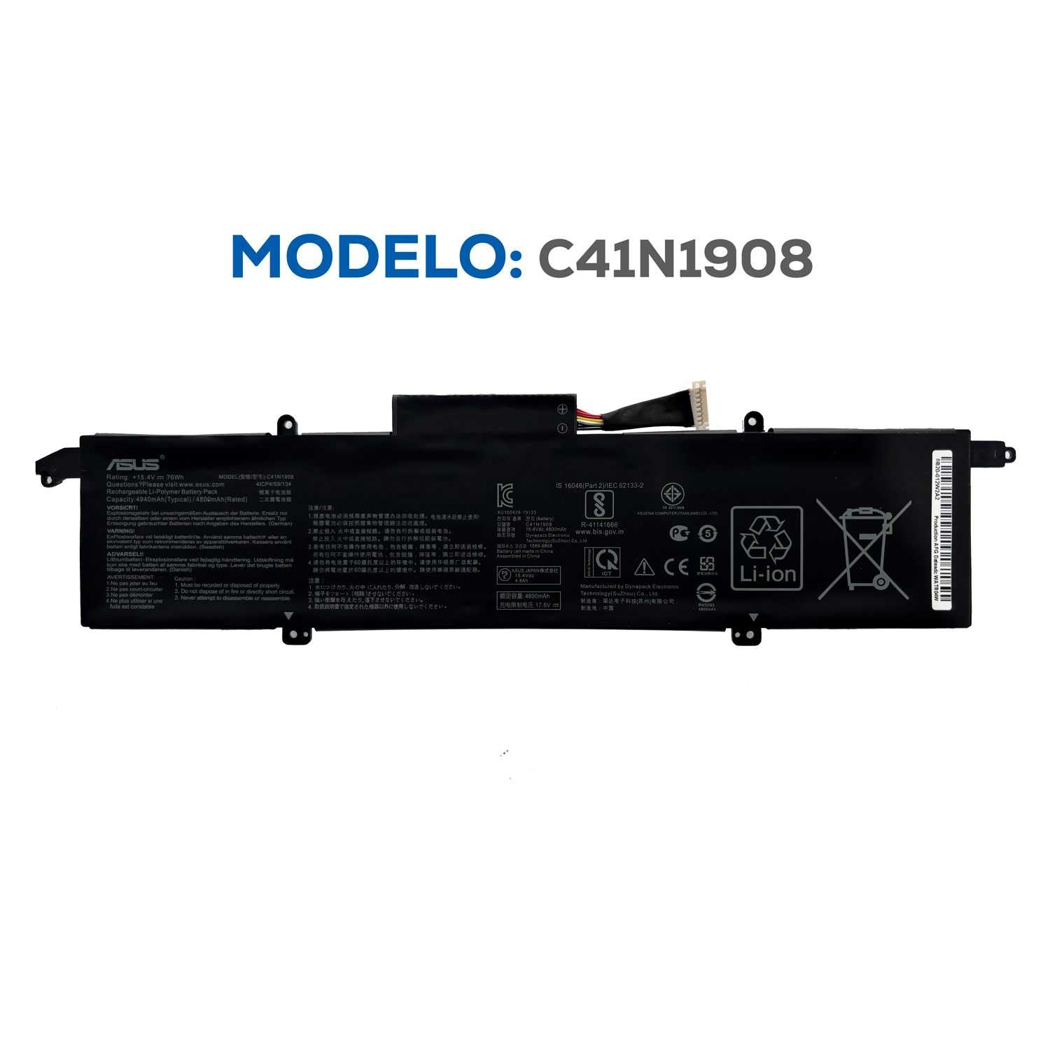 BATERIA ASUS ROG ZEPHYRUS G14 GA401II GA401IU GA401IV GA401IV-BR9N6 SERIES ZEPHYRUS C41N1908 INTERNA ORG