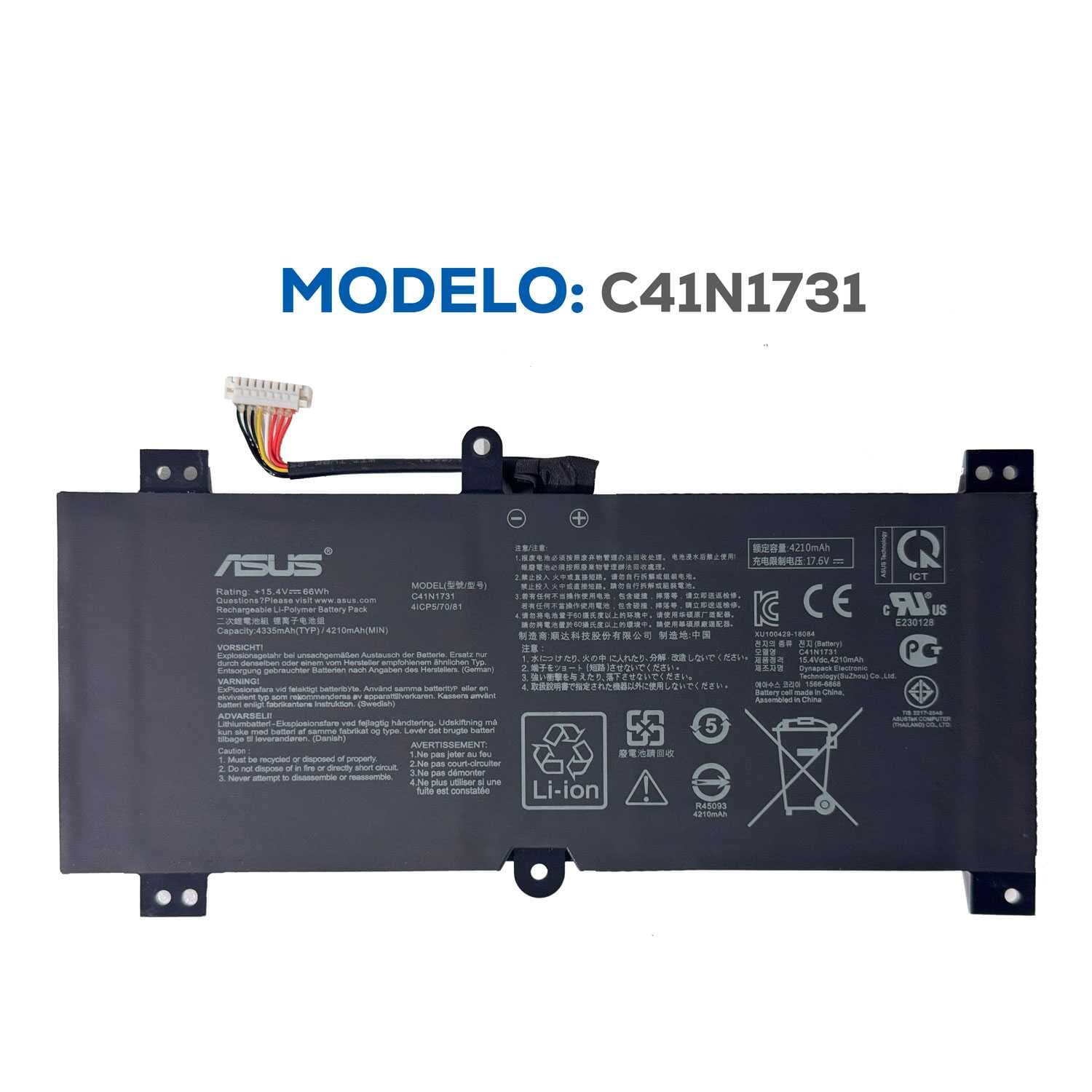 BATERIA ASUS C41N1731 INTERNA ORG TIPO A