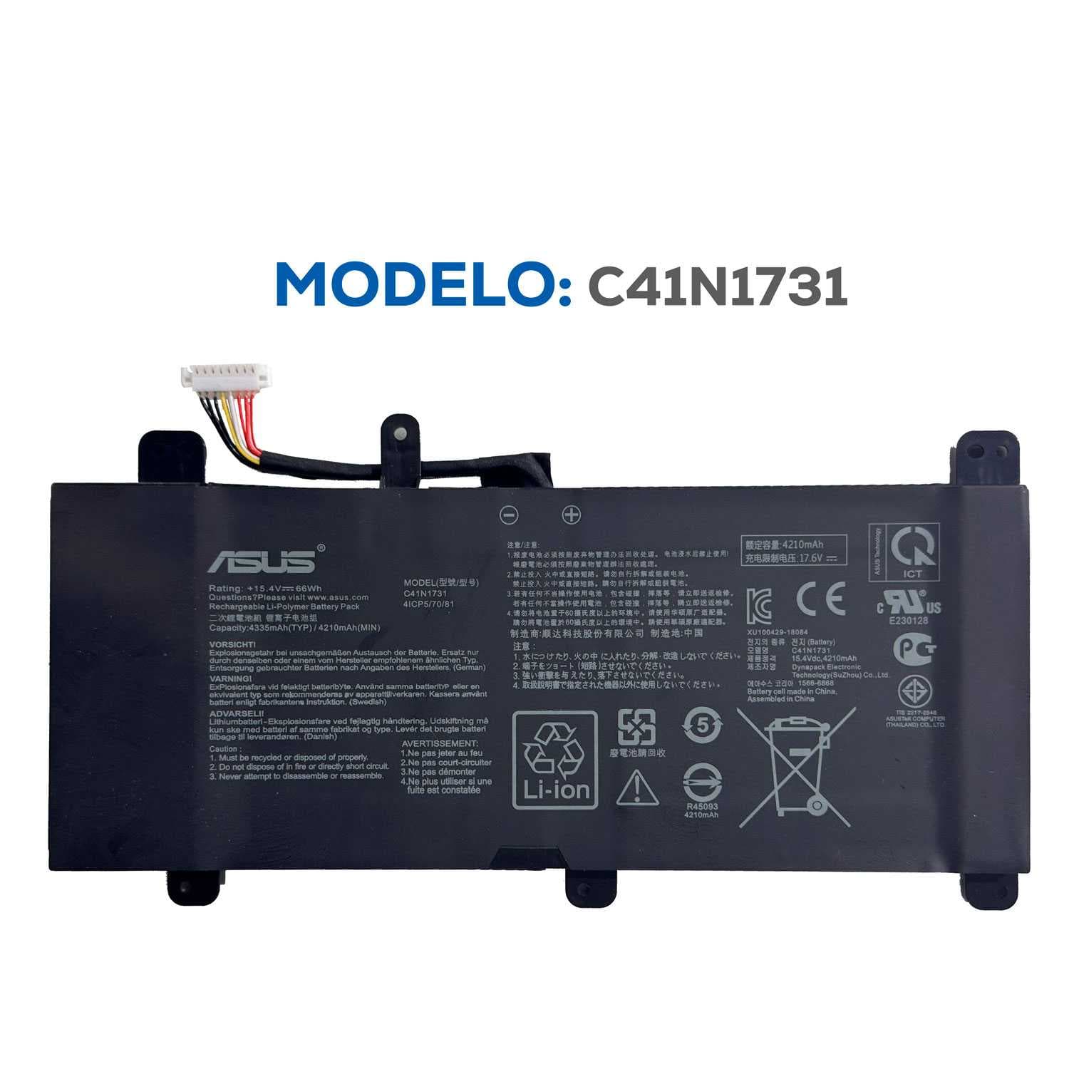 BATERIA ASUS C41N1731 INTERNA ORG TIPO B