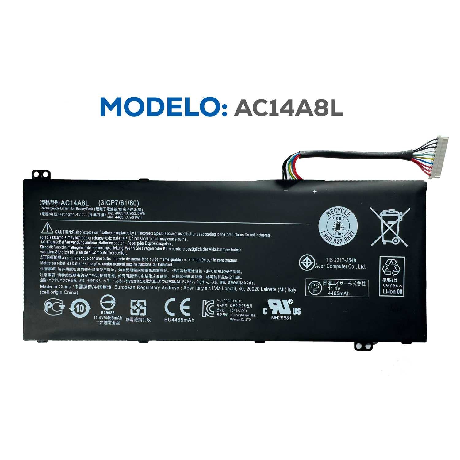 BATERIA ACER AC14A8L VN7-571 VN7-571G VN7-591 VN7-591G VN7-791G ORG