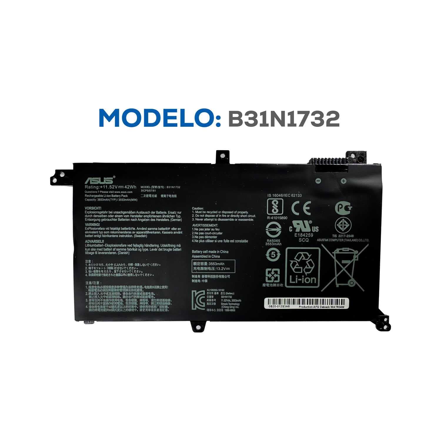 BATERIA ASUS X430UF B31N1732 INTERNA ORG