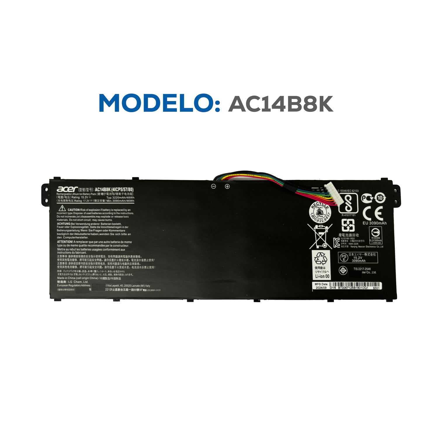 BATERÍA ACER 5 A515-51 AC14B8K AC14B3K AC14B8J AC14138K ORG