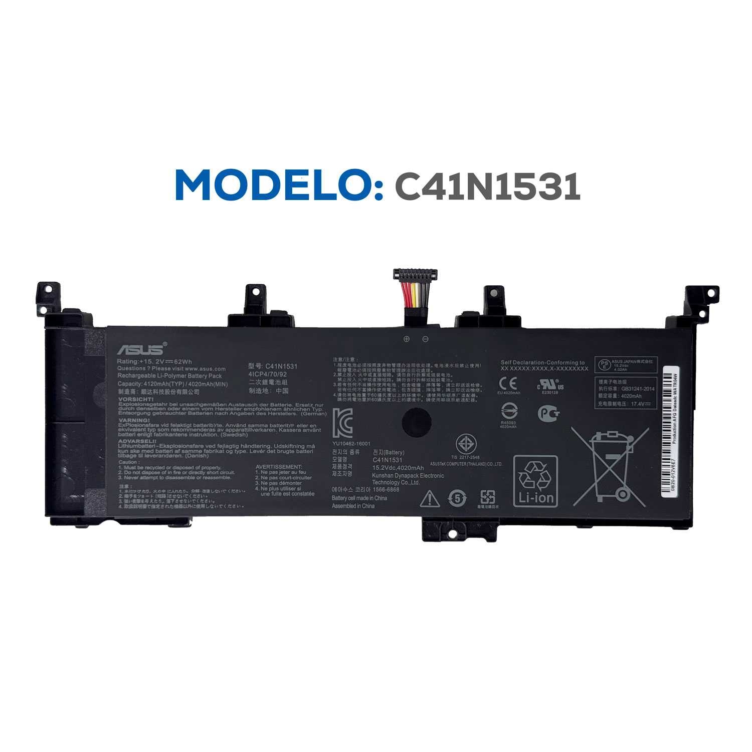 BATERIA ASUS C41N1531 GL502VS GL502VY GL502VS-1A GL502VY-DS71 INTERNA ORG