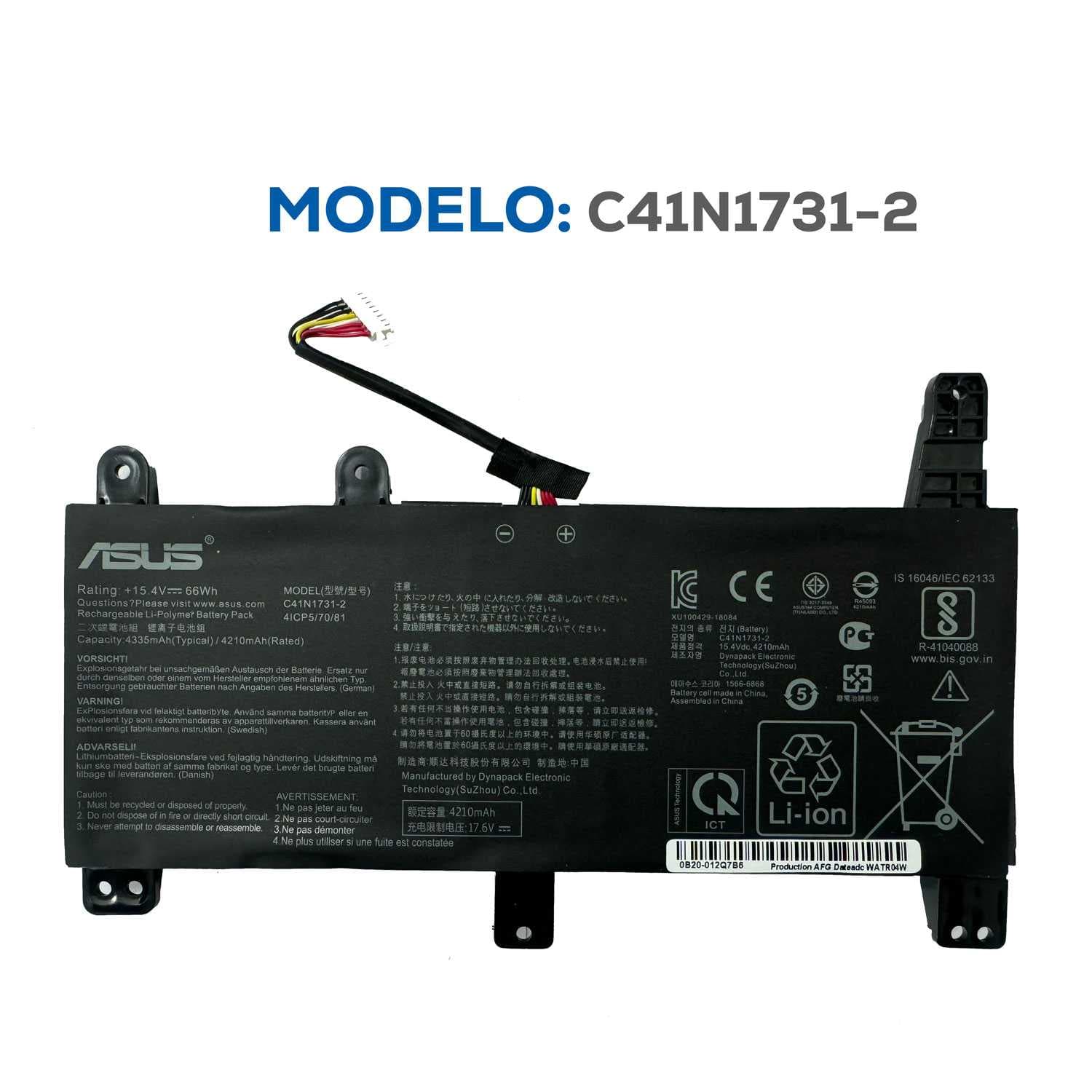 BATERIA ASUS C41N1731-2 4ICP5/70/81 INTERNA ORG TIPO C