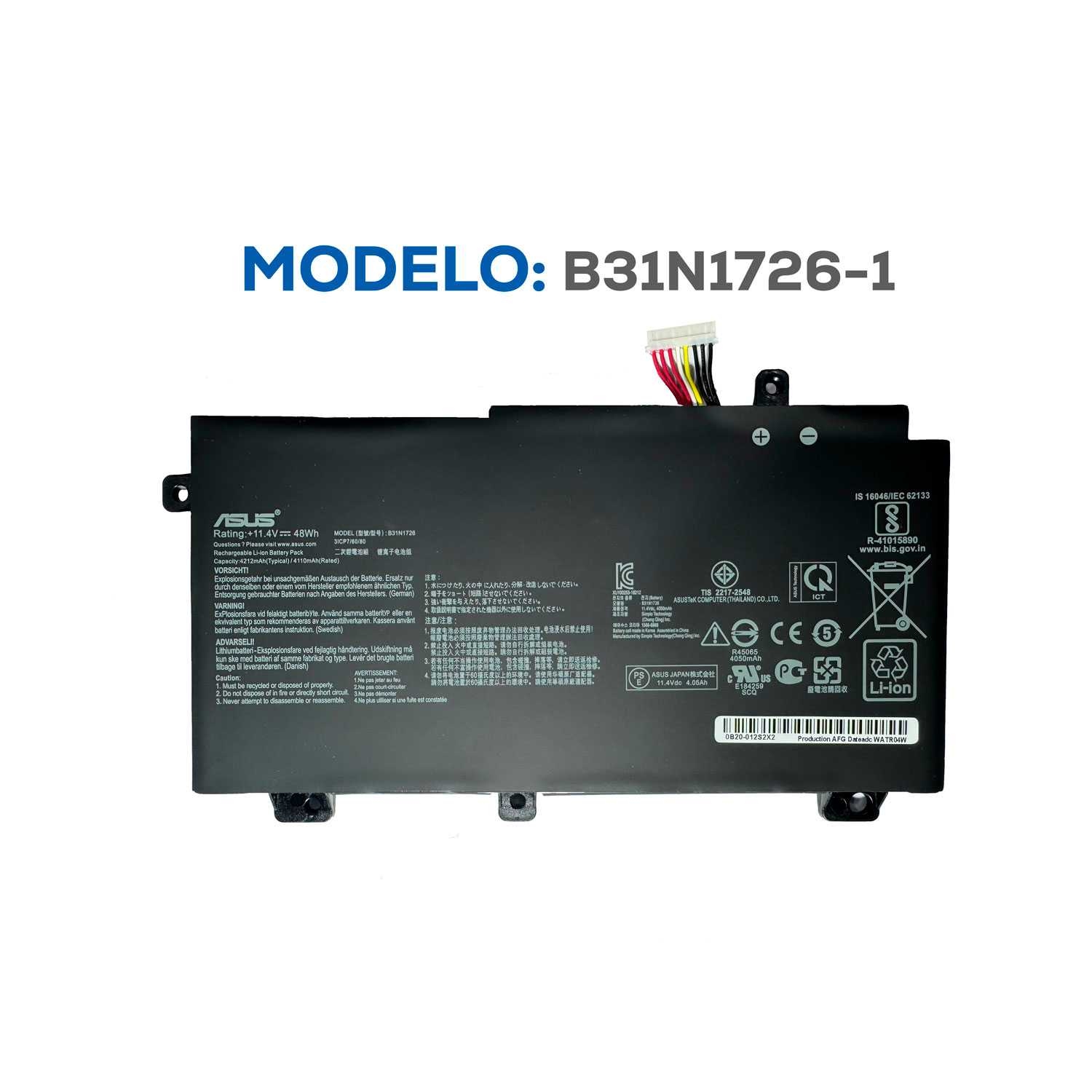 BATERIA ASUS B31N1726-1 ORG