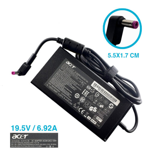 CARGADOR ACER 19.5V/6.92A/135W/5.5X1.7MM (PIN MORADO)