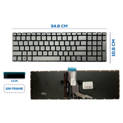 TECLADO HP 15-BS 15-CK 15CC, 15-AS, 15-AE, 15-DY, 15AQ SILVER ILUMINADO SP (31)