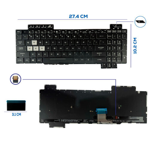 TECLADO ASUS ROG STRIX GL504G GL504GM GL504V GL504GS GL504GV GL504GW CON BACKLIGTH BOTON POWER SIN FRAME US NUMERICO (244)