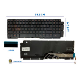 TECLADO DELL G15 5510 5511 5515 5520 0H4XRJ CON BACKLIGTH ROJO SIN FRAME BOTON POWER EN LA LAPTOP SP NUMÉRICO (253)